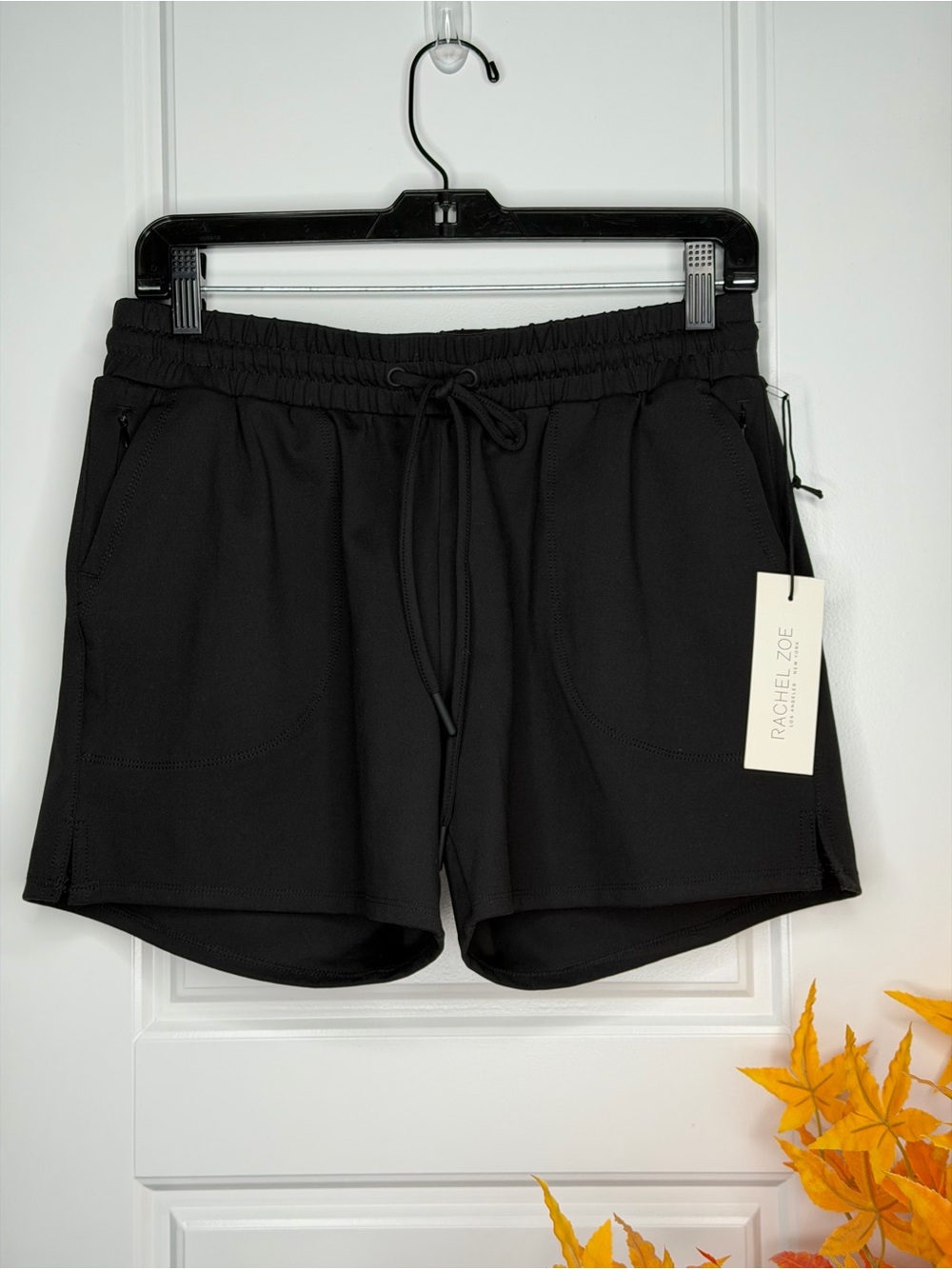 Rachel Zoe Black Elastic Drawstring Athletic Shorts